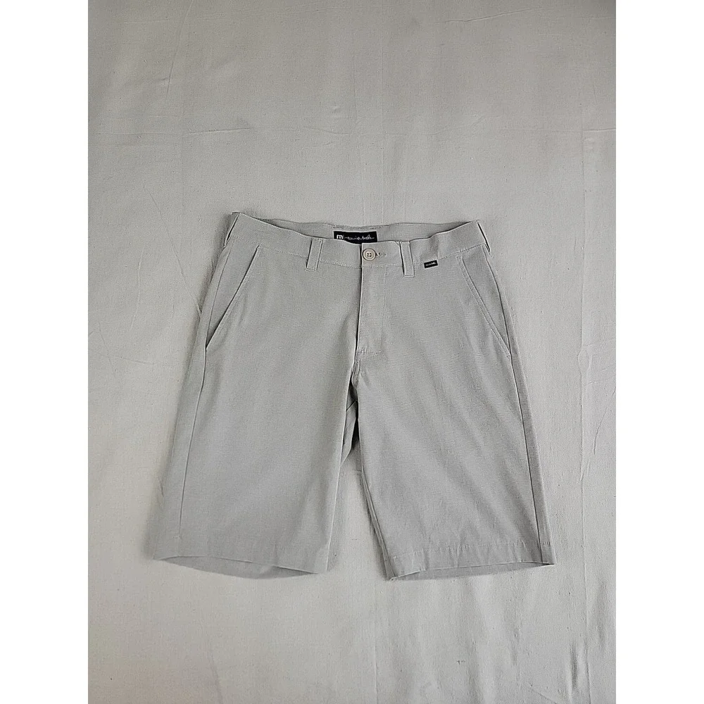 TravisMathew Golf Shorts Mens 30 Grey Heathered Stretch Performance Flat Front
